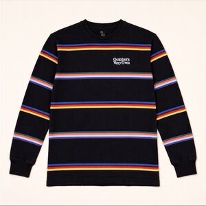 OVO October’s Very Own Striped Long Sleeve Shirt Black Rainbow Tee Adult Small